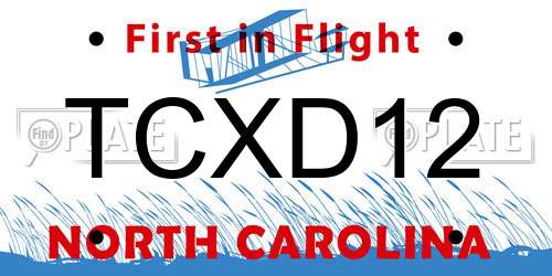 TCXD12 North Carolina License Plate