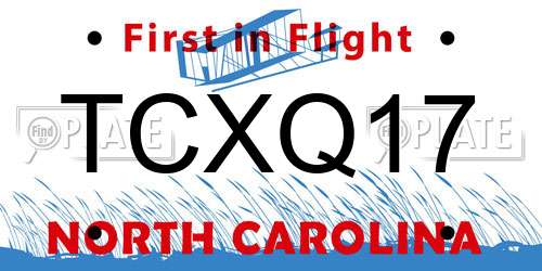 TCXQ17 North Carolina License Plate