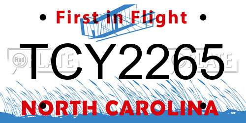 TCY2265 North Carolina License Plate