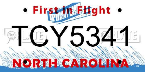 TCY5341 North Carolina License Plate
