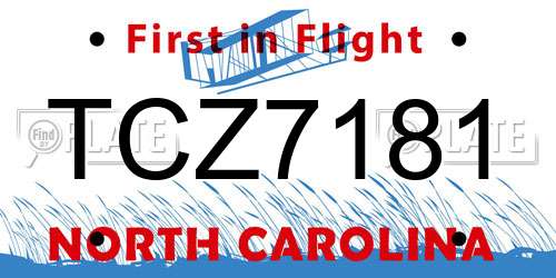 TCZ7181 North Carolina License Plate