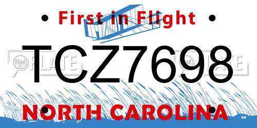 TCZ7698 North Carolina License Plate