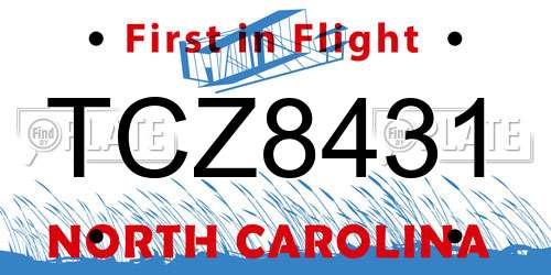 TCZ8431 North Carolina License Plate