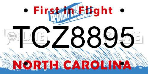 TCZ8895 North Carolina License Plate