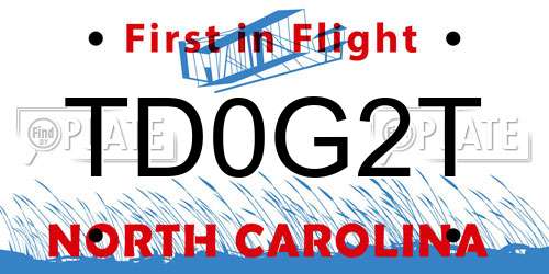 TD0G2T North Carolina License Plate