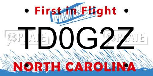 TD0G2Z North Carolina License Plate
