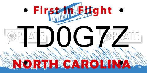 TD0G7Z North Carolina License Plate