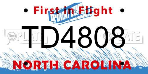 TD4808 North Carolina License Plate