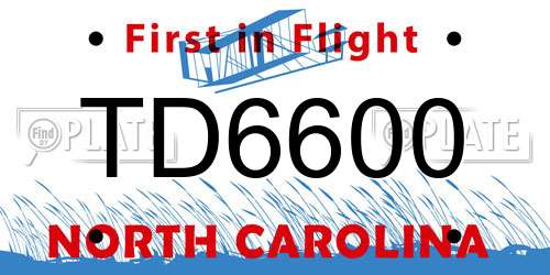 TD6600 North Carolina License Plate
