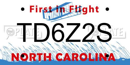 TD6Z2S North Carolina License Plate