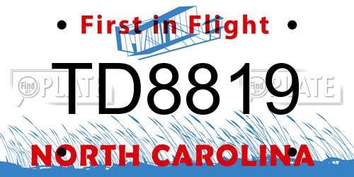 TD8819 North Carolina License Plate