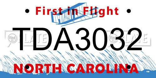 TDA3032 North Carolina License Plate
