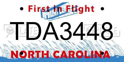 TDA3448 North Carolina License Plate