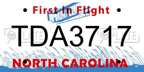 TDA3717 North Carolina License Plate