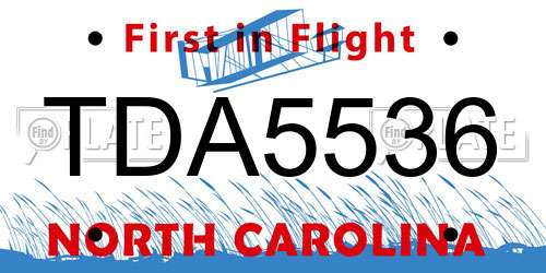 TDA5536 North Carolina License Plate