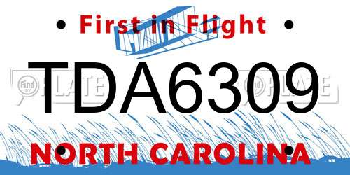 TDA6309 North Carolina License Plate