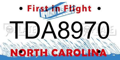 TDA8970 North Carolina License Plate