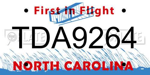 TDA9264 North Carolina License Plate