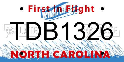 TDB1326 North Carolina License Plate