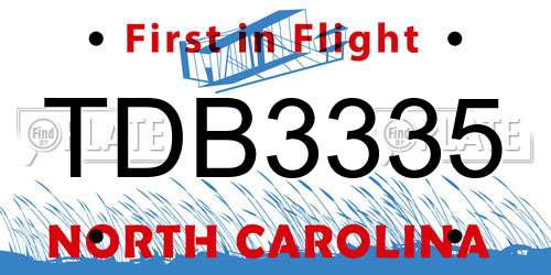 TDB3335 North Carolina License Plate