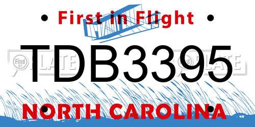 TDB3395 North Carolina License Plate