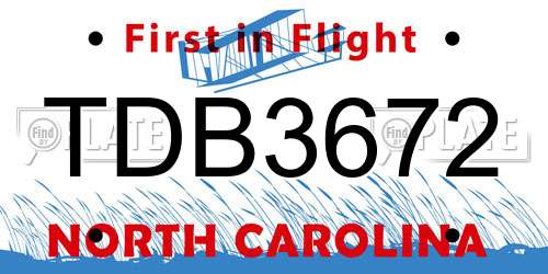 TDB3672 North Carolina License Plate
