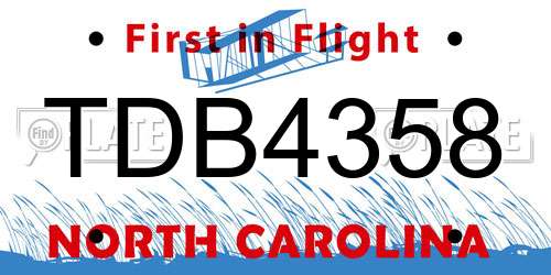 TDB4358 North Carolina License Plate