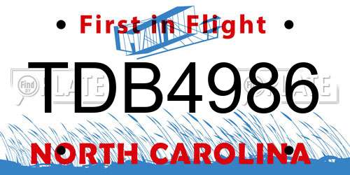 TDB4986 North Carolina License Plate