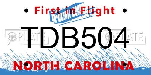 TDB504 North Carolina License Plate