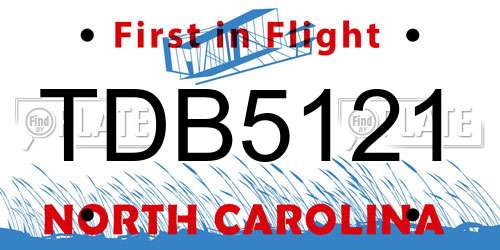 TDB5121 North Carolina License Plate