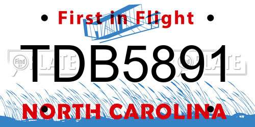 TDB5891 North Carolina License Plate