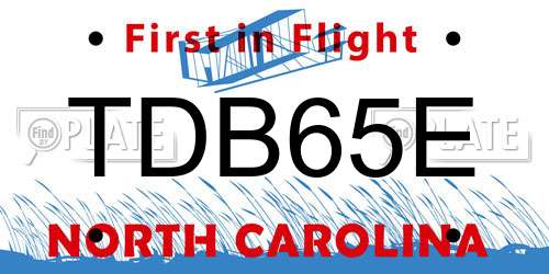 TDB65E North Carolina License Plate