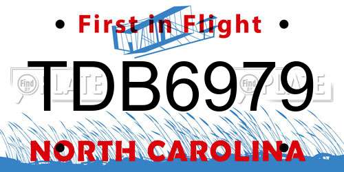 TDB6979 North Carolina License Plate