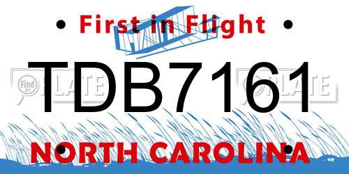 TDB7161 North Carolina License Plate