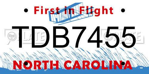 TDB7455 North Carolina License Plate