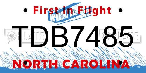 TDB7485 North Carolina License Plate