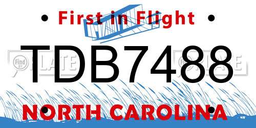 TDB7488 North Carolina License Plate