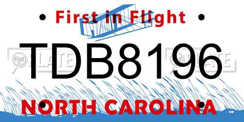 TDB8196 North Carolina License Plate