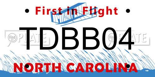 TDBB04 North Carolina License Plate