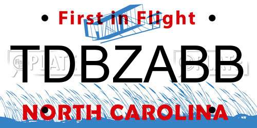 TDBZABB North Carolina License Plate