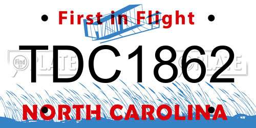 TDC1862 North Carolina License Plate