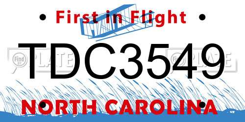 TDC3549 North Carolina License Plate