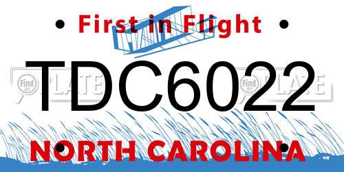 TDC6022 North Carolina License Plate