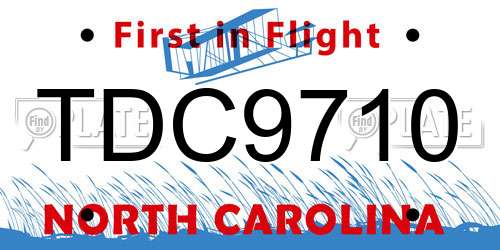 TDC9710 North Carolina License Plate