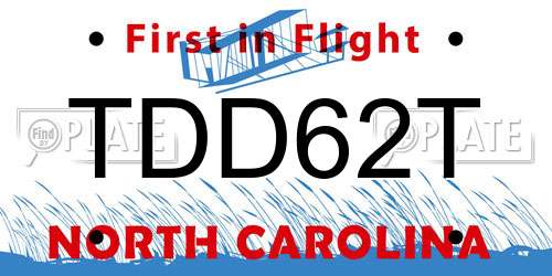 TDD62T North Carolina License Plate