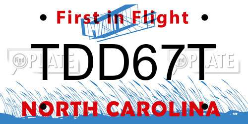 TDD67T North Carolina License Plate