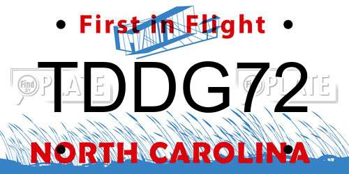 TDDG72 North Carolina License Plate