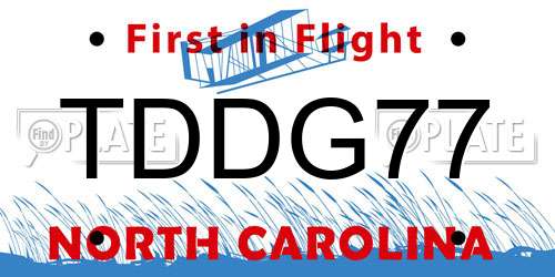 TDDG77 North Carolina License Plate