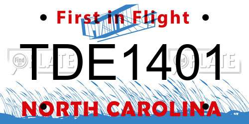 TDE1401 North Carolina License Plate