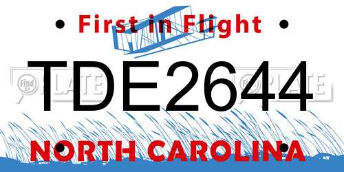 TDE2644 North Carolina License Plate